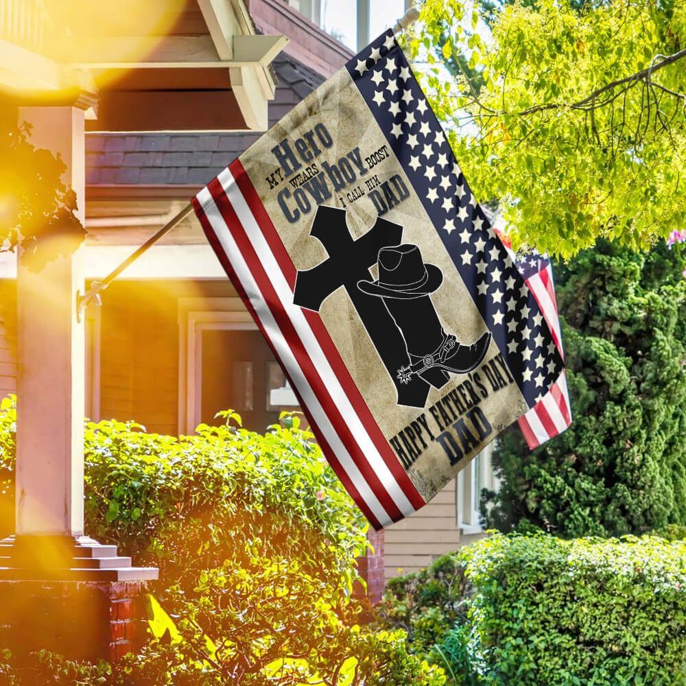 Flagwix, Flag For Cowboy Dad, Cowboy Flag, Happy Father's Day In Heaven TTV23F