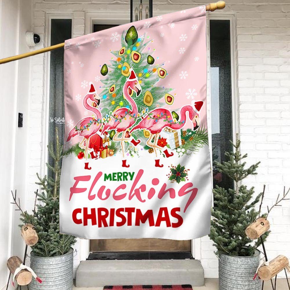Flamingo Christmas Flag Merry Flocking Chirstmas LNT683F