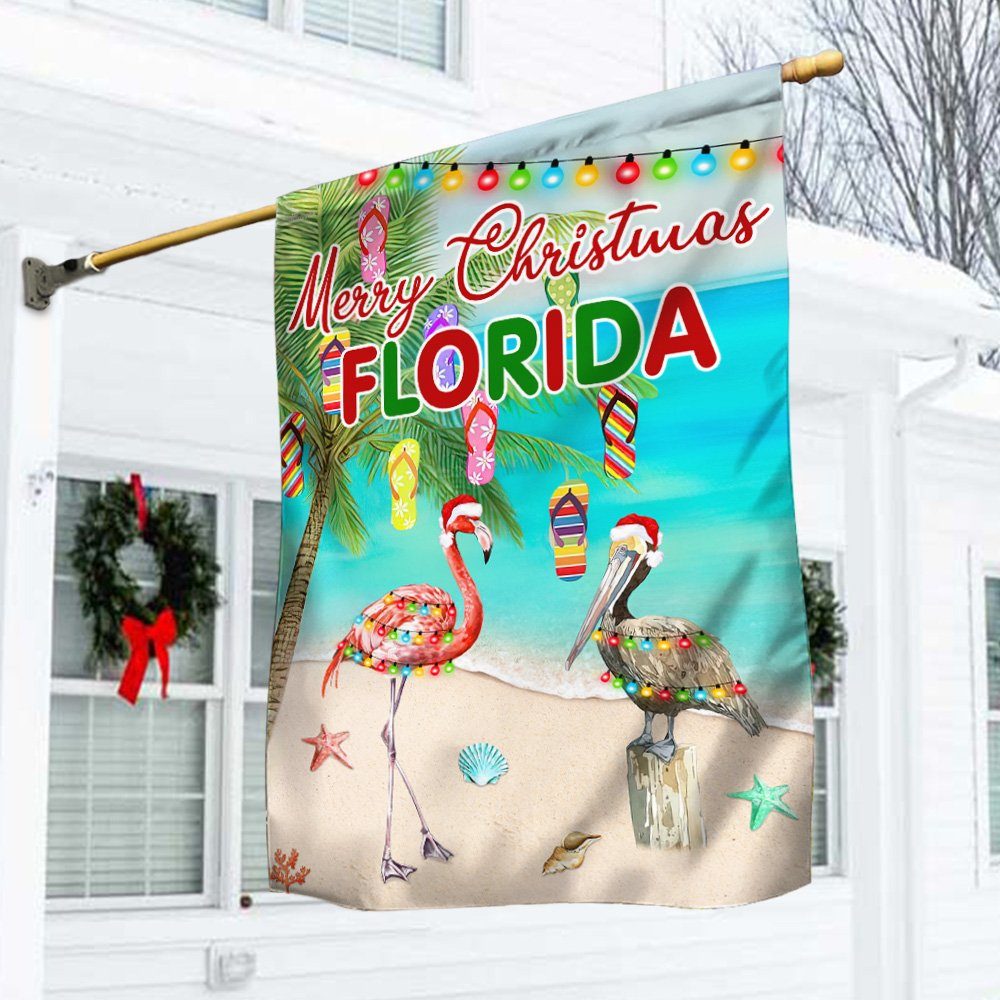 Florida Christmas Flag Pelican And Flamingo LNT802F