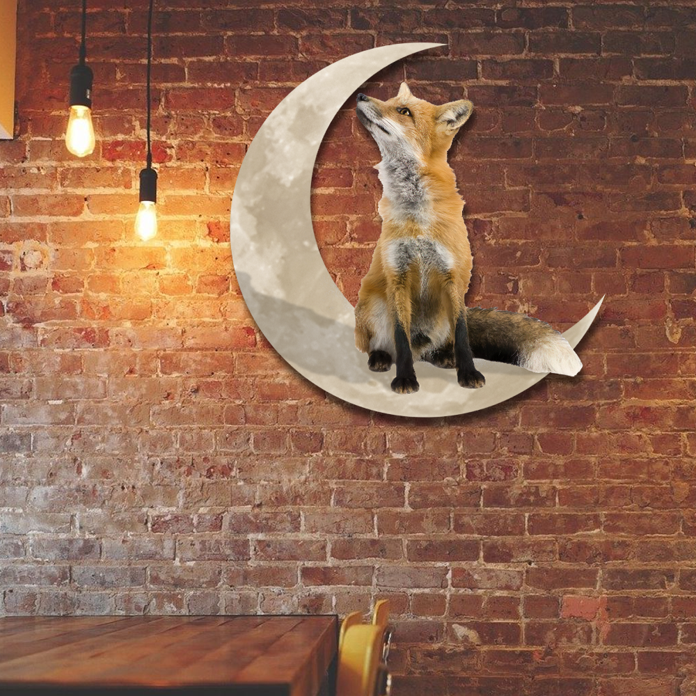 Fox On The Moon Hanging Metal Sign QNK1005MSv21