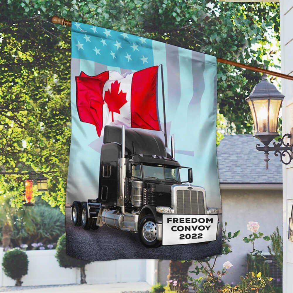 Freedom Convoy 2022 Flag, Truckers For Freedom, Canadian Trucker, Mandate Freedom, We The Fringe, Canadian American Flag QNG01F