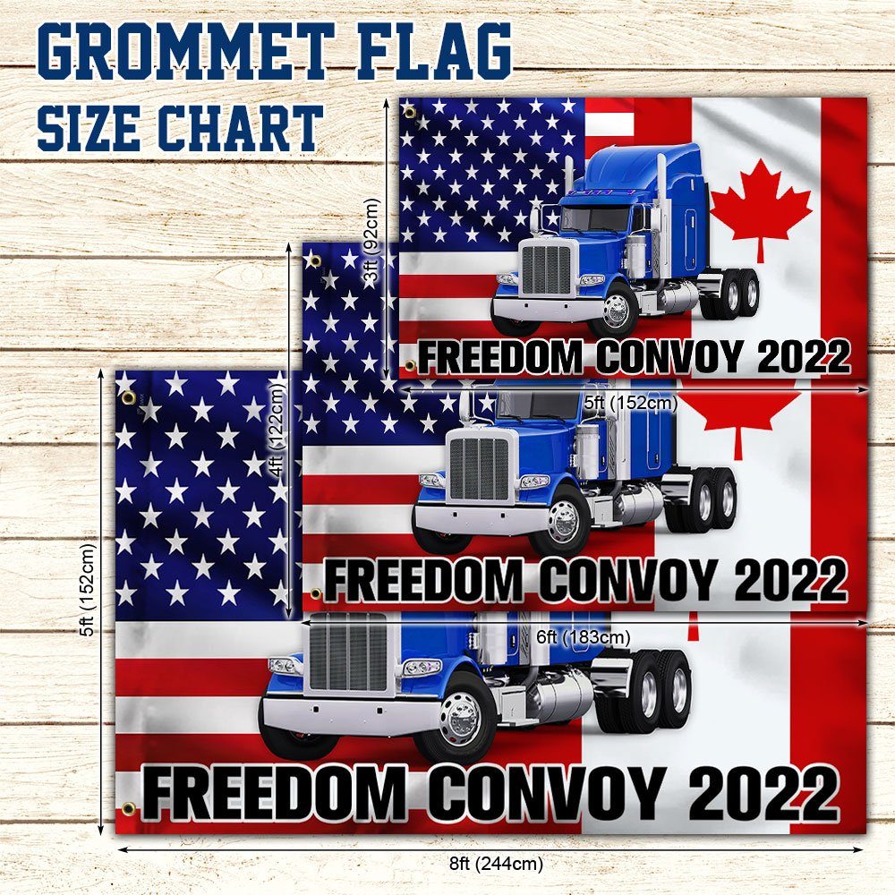 Freedom Convoy 2022 Grommet Flag, Truckers For Freedom, Canadian Trucker, Mandate Freedom, Thank You Truckers, Canadian American Flag QNN703GFv1 Freedom Convoy 2022 Grommet Flag, Truckers For Freedom, Canadian Trucker, Mandate Freedom, Thank You Truckers, Canadian American Flag QNN703GFv1
