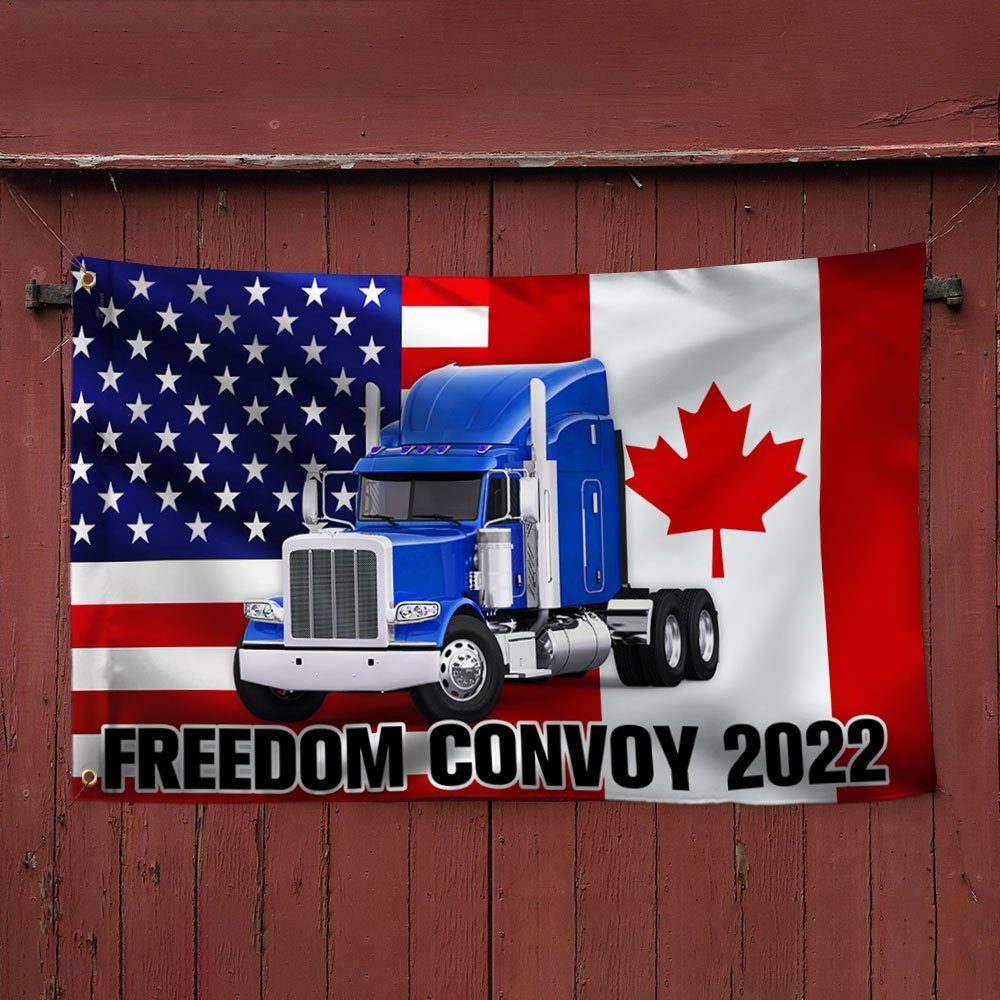 Freedom Convoy 2022 Grommet Flag, Truckers For Freedom, Canadian Trucker, Mandate Freedom, Thank You Truckers, Canadian American Flag QNN703GFv1 Freedom Convoy 2022 Grommet Flag, Truckers For Freedom, Canadian Trucker, Mandate Freedom, Thank You Truckers, Canadian American Flag QNN703GFv1