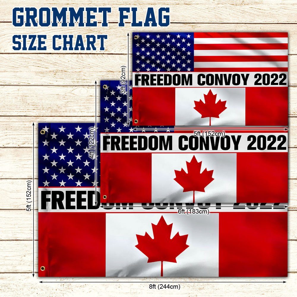 Freedom Convoy 2022 Grommet Flag, Truckers For Freedom, Mandate Freedom, Canadian American Grommet Flag QNN702GFv1