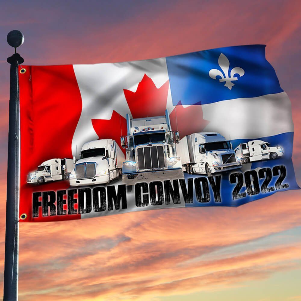 Freedom Convoy 2022 Quebec Canadian Grommet Flag, Mandate Freedom, Truckers For Freedom, We The Fringe QNG02GF