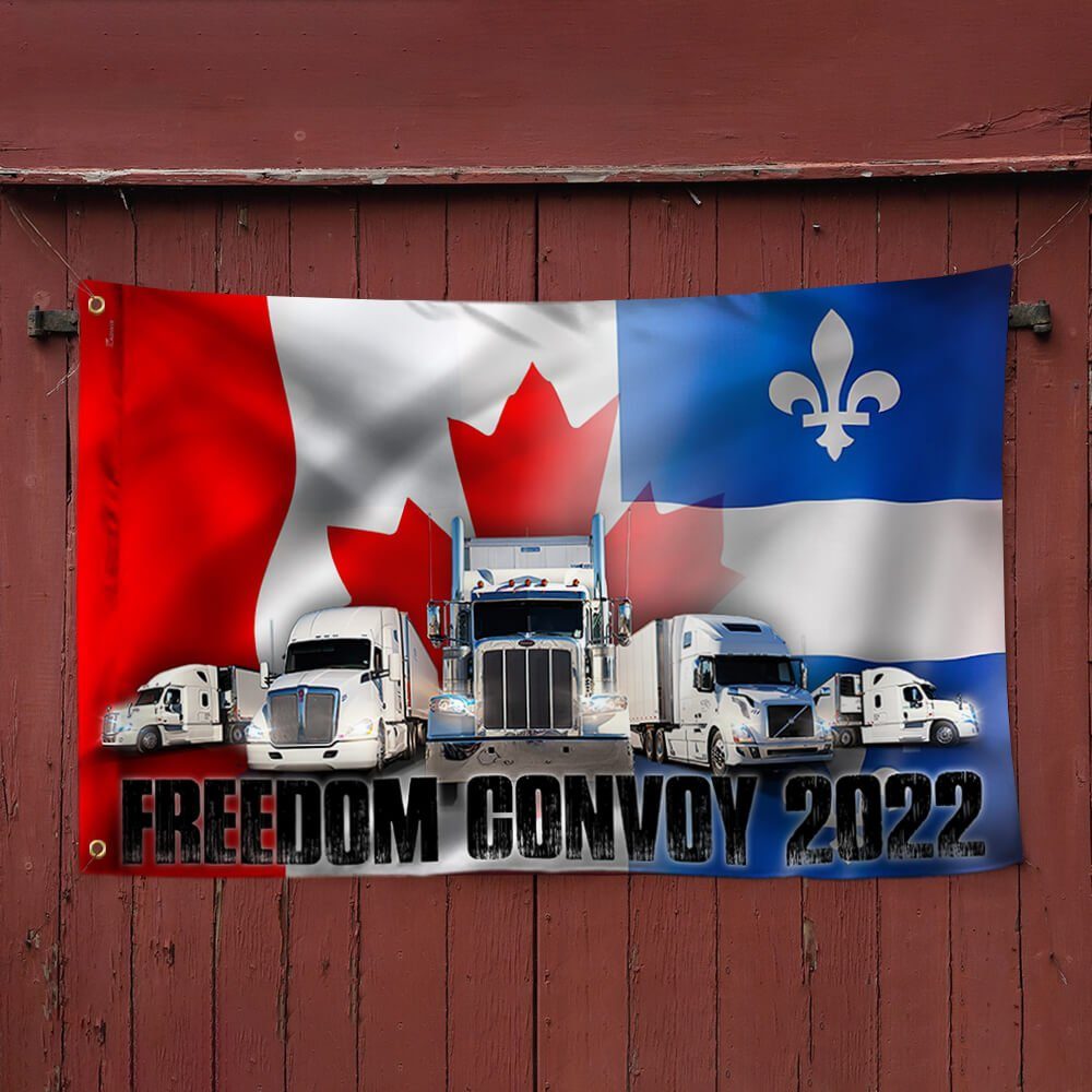 Freedom Convoy 2022 Quebec Canadian Grommet Flag, Mandate Freedom, Truckers For Freedom, We The Fringe QNG02GF