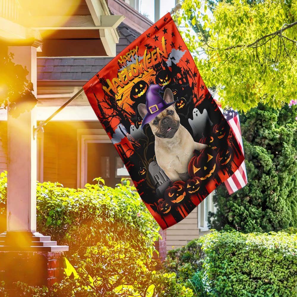 French Bulldog Happy Halloween Flag