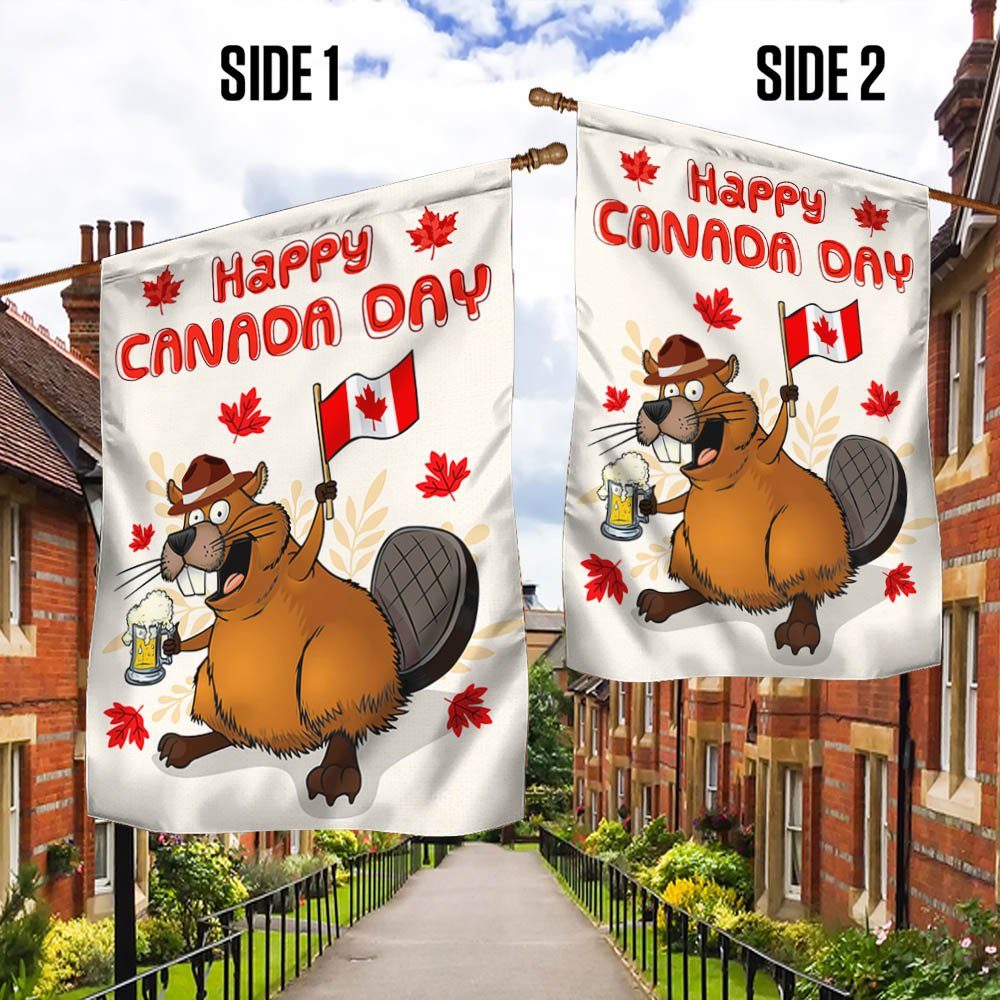 Funny Beaver Happy Canada Day Flag TQN1215F