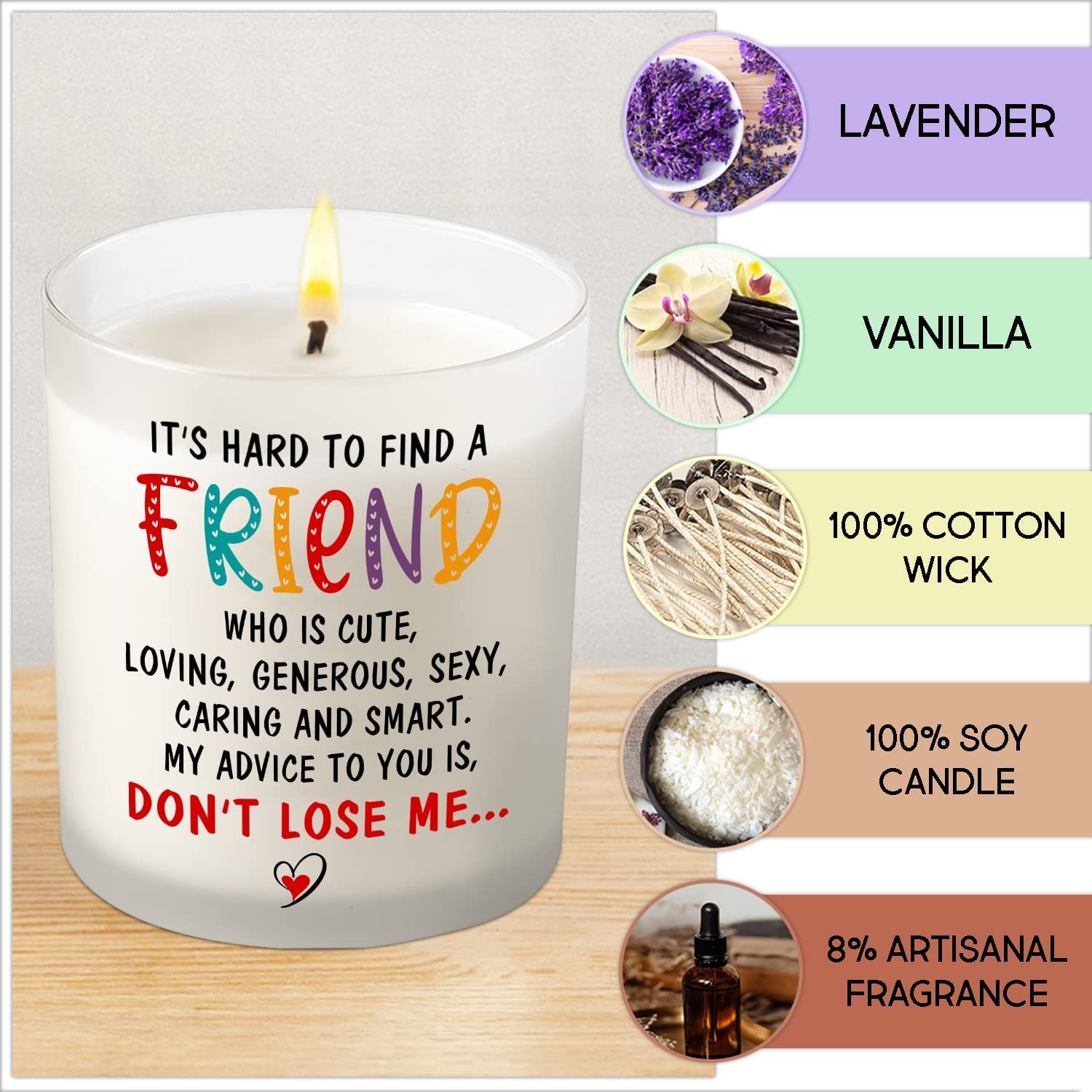 Funny Gifts for Friends Lavender Vanilla 10oz Candle Cup