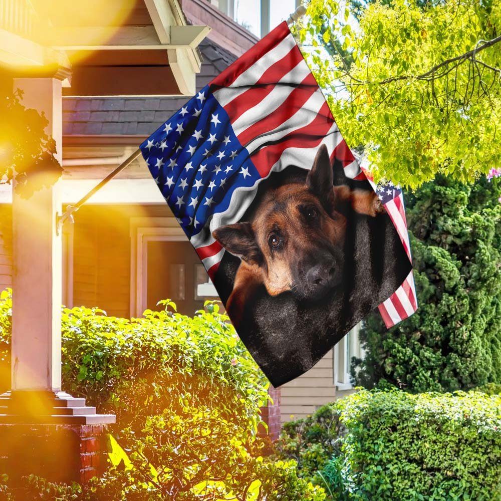 German Shepherd. American Patriot Flag
