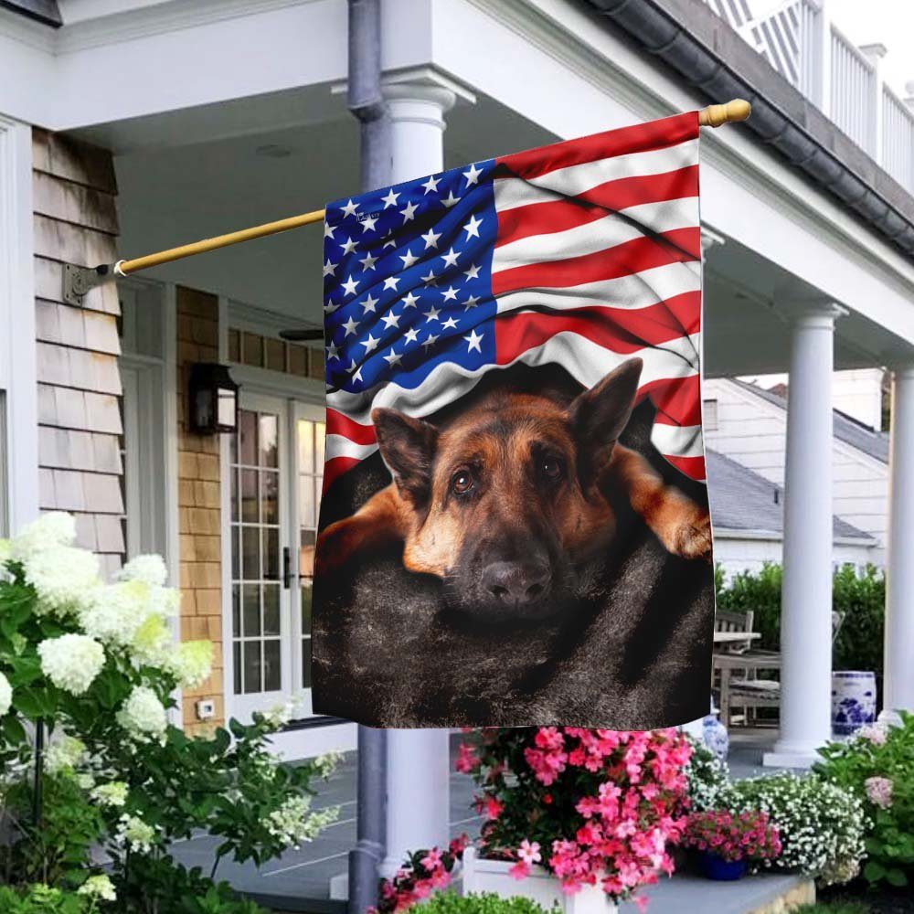 German Shepherd. American Patriot Flag