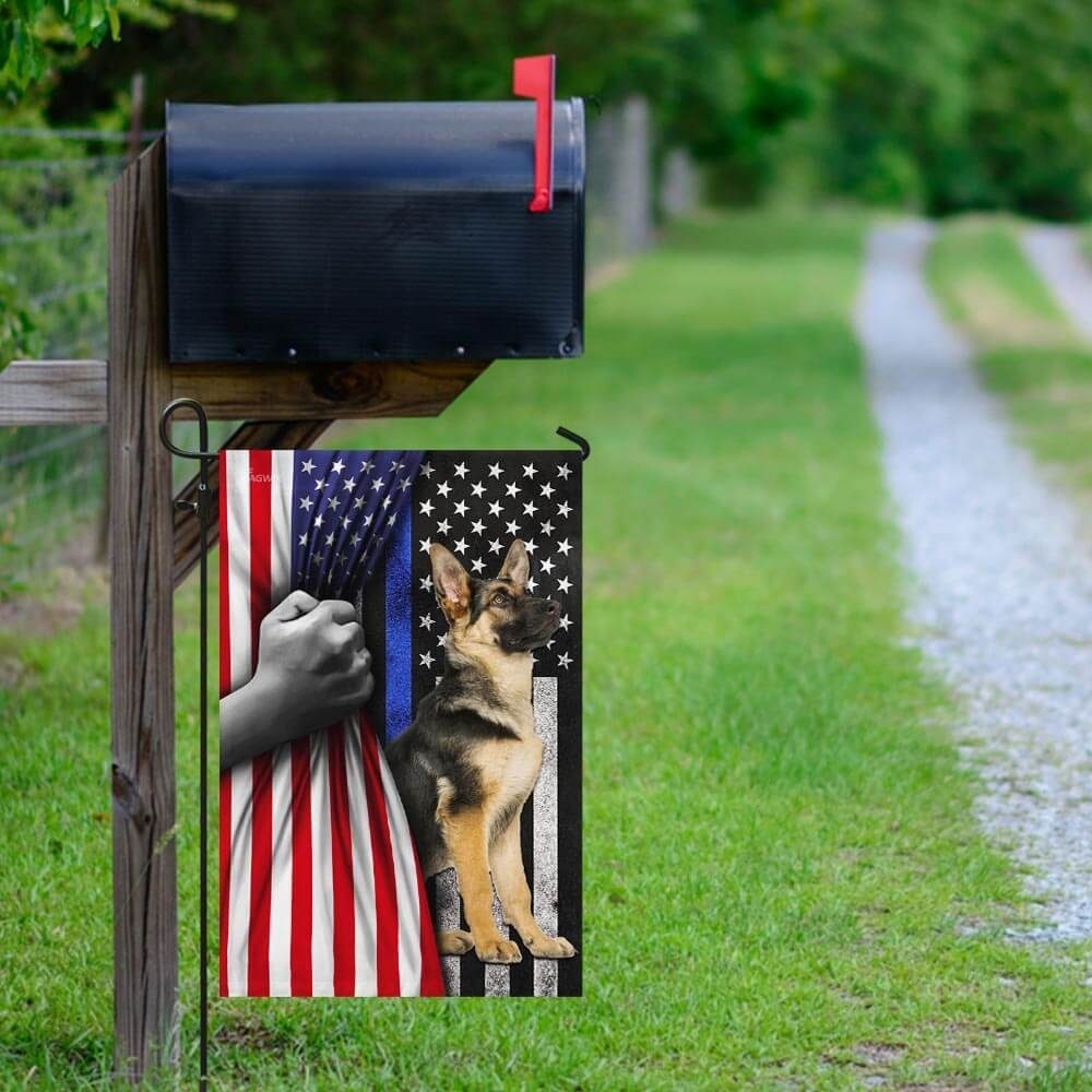 German Shepherd. The Thin Blue Line America US Flag German Shepherd. The Thin Blue Line America US Flag