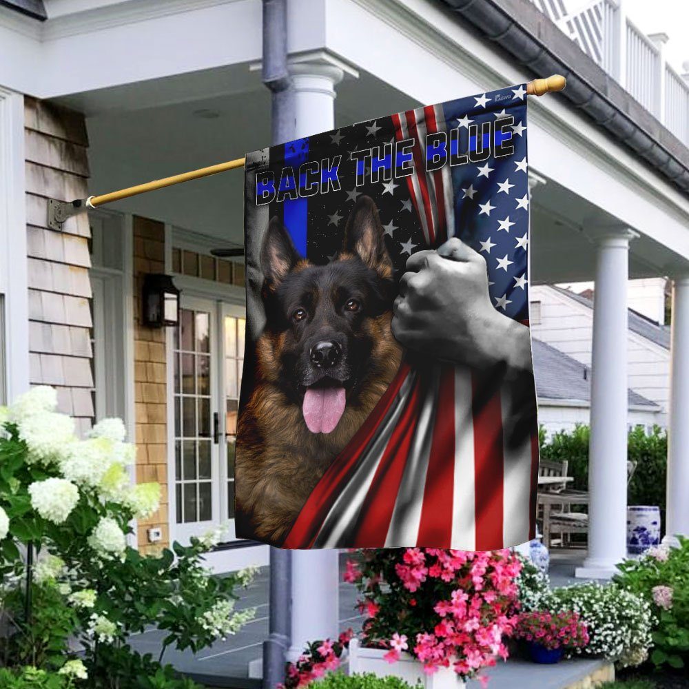 German Shepherd - Back The Blue Flag