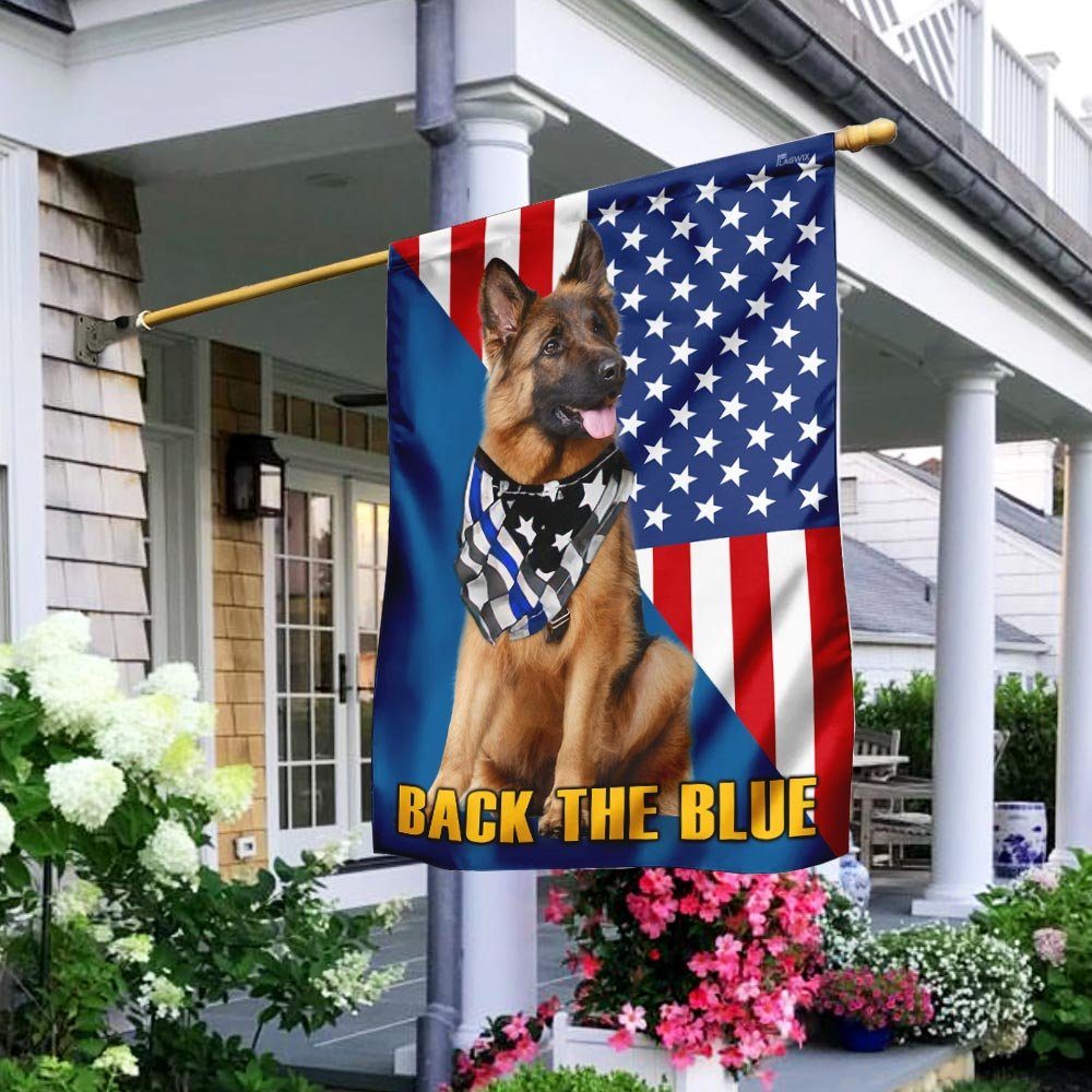 German Shepherd - Back The Blue Flag