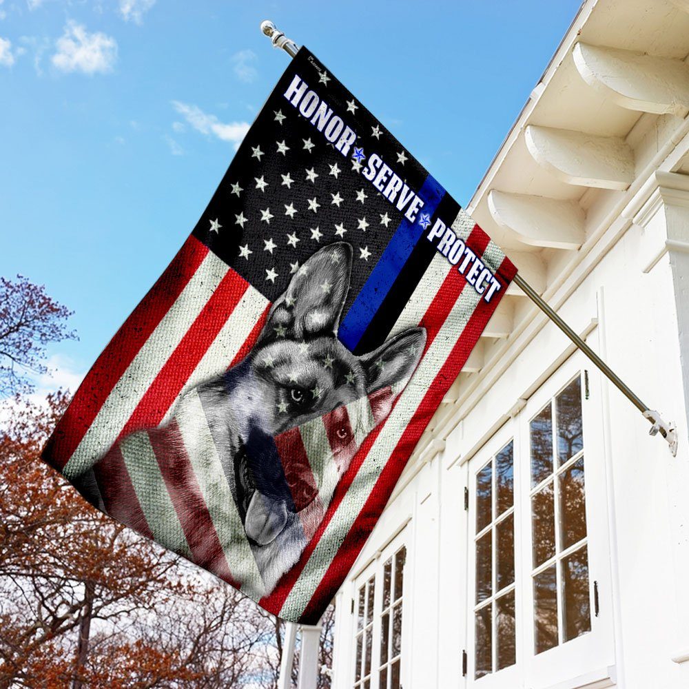 German Shepherd – Honor Serve Protect Flag