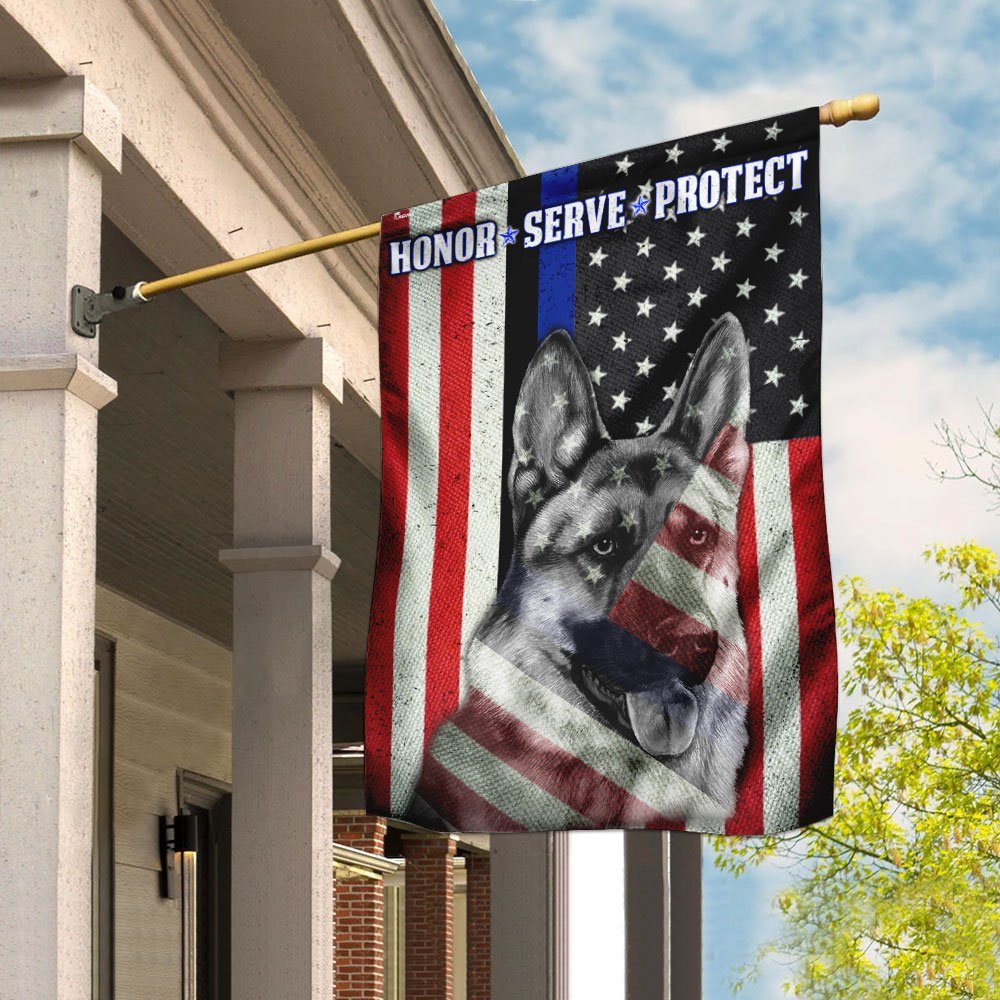 German Shepherd - Honor Serve Protect Flag