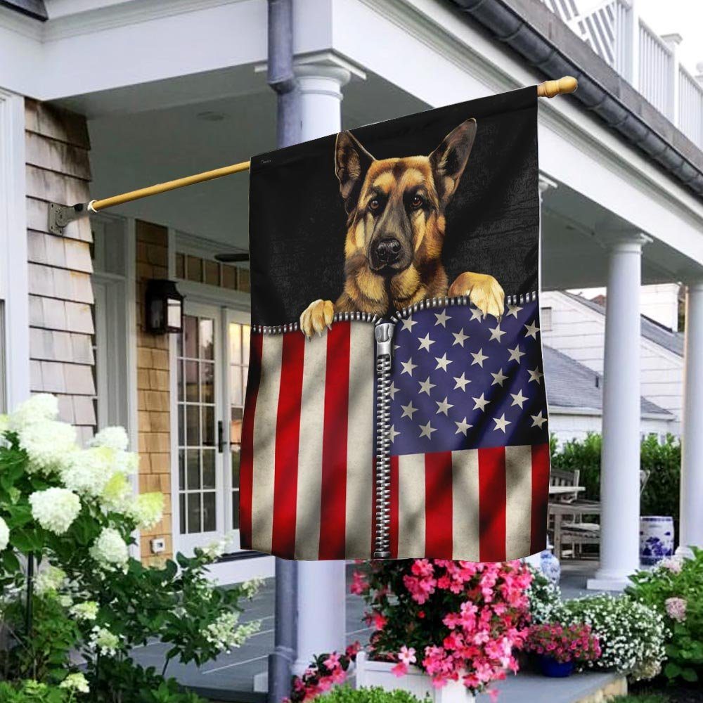German Shepherd American Flag