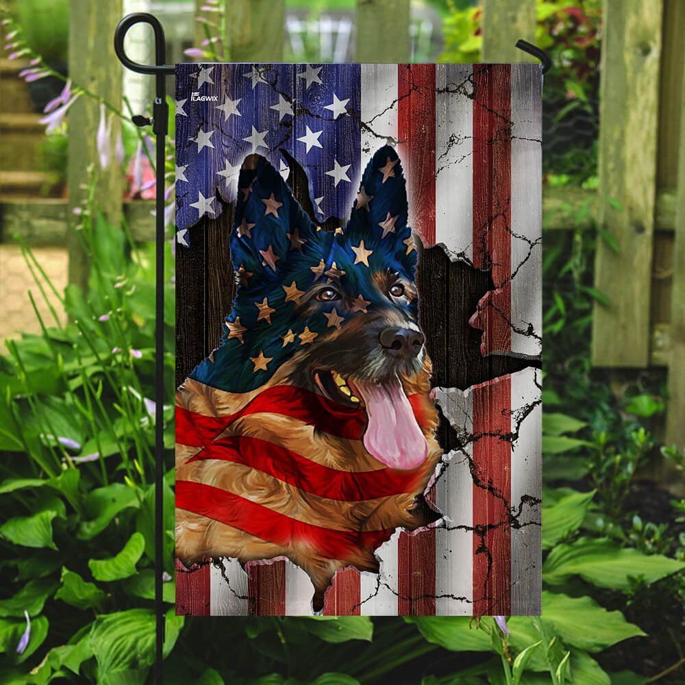 German Shepherd American Flag