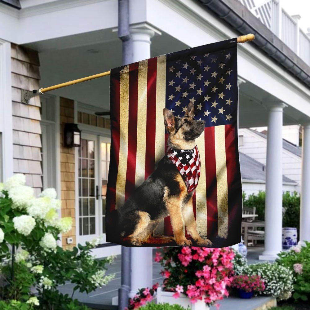German Shepherd American Flag