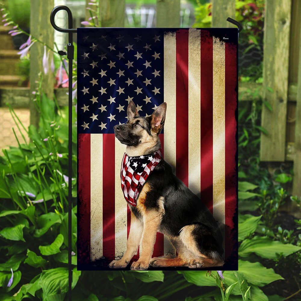 German Shepherd American Flag