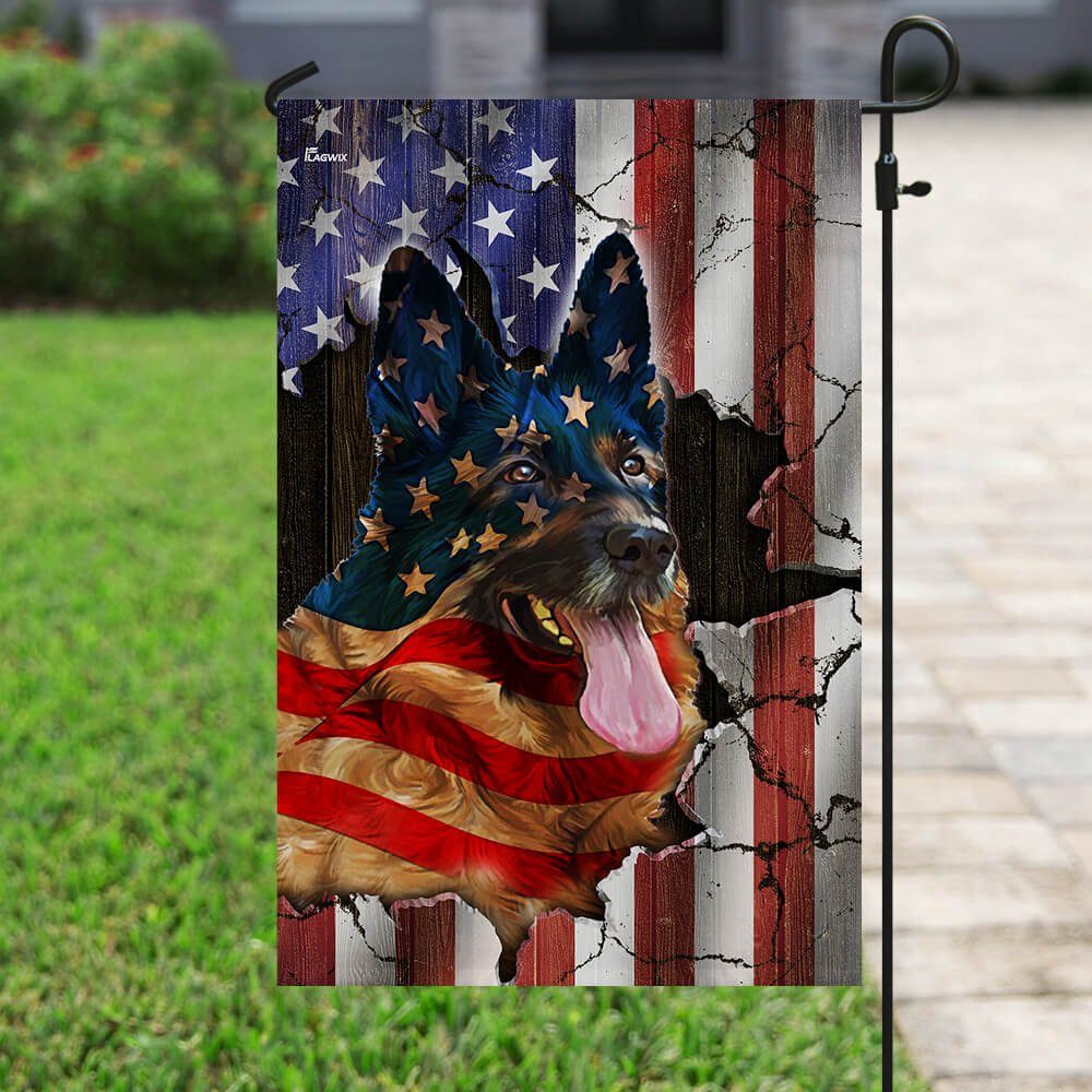 German Shepherd American Flag