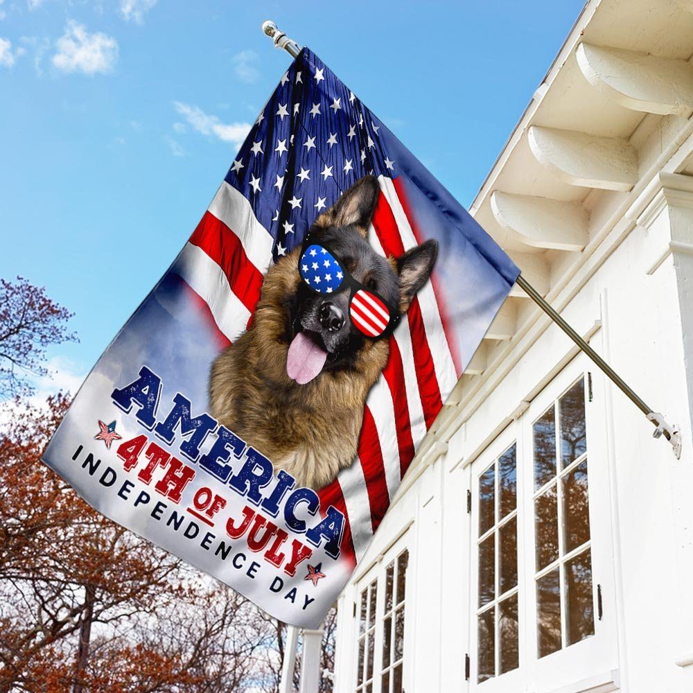 German Shepherd American Patriot. Happy Independence Day Flag