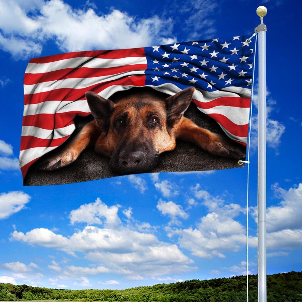 German Shepherd American Patriot US Grommet Flag THH2903GFv1