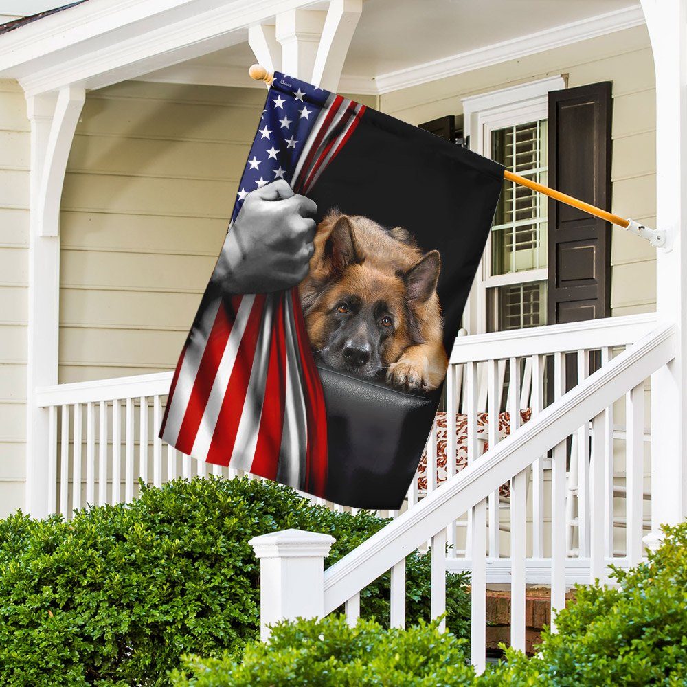 German Shepherd American US Flag