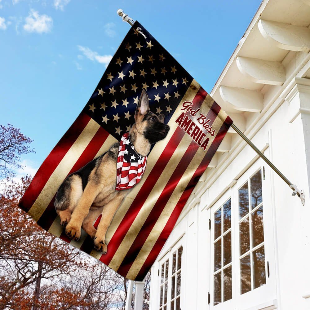 German Shepherd American US Flag