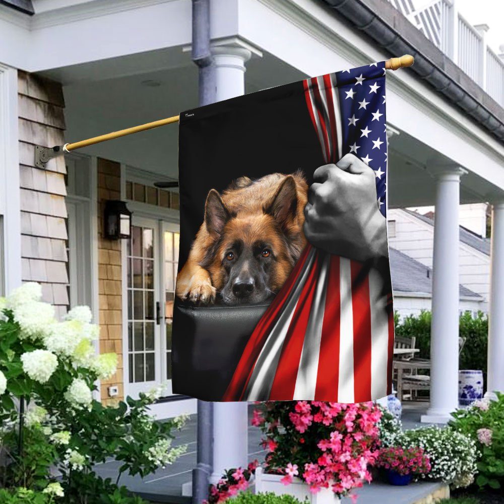 German Shepherd American US Flag