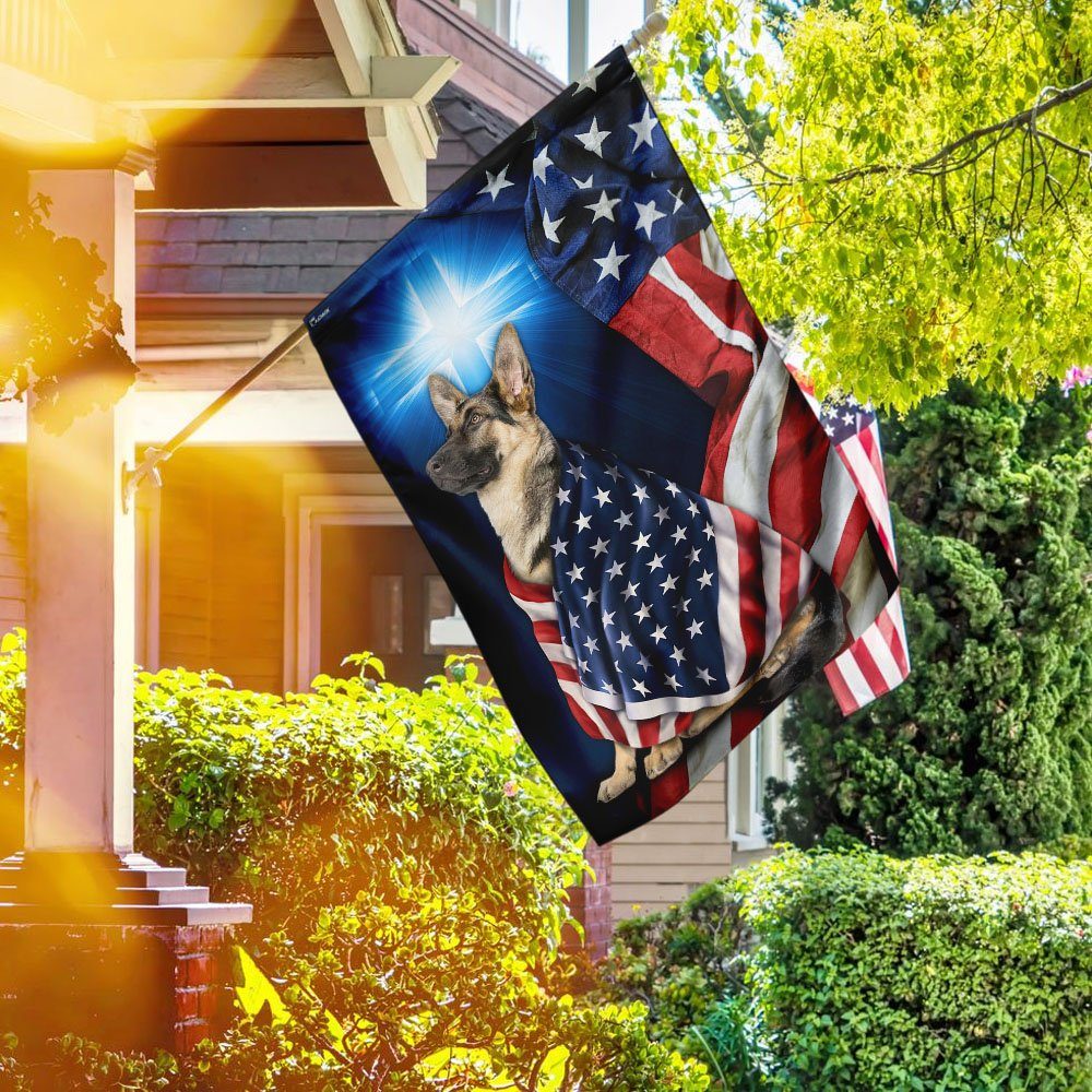 German Shepherd Christian Cross Flag