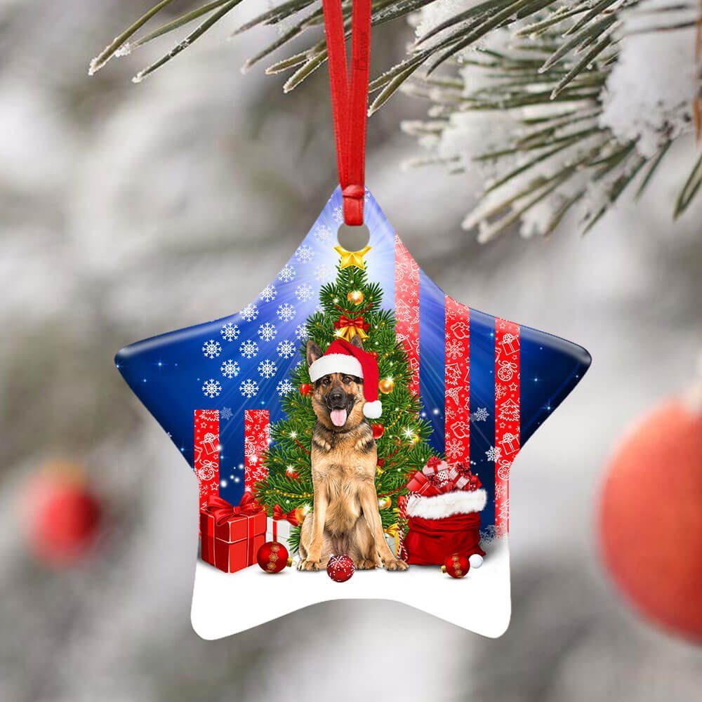 German Shepherd Christmas Ceramic Ornmanent