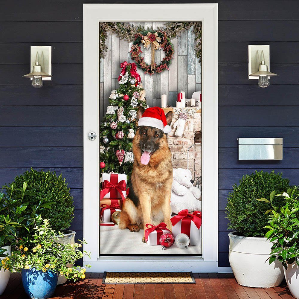German Shepherd Christmas Door Cover