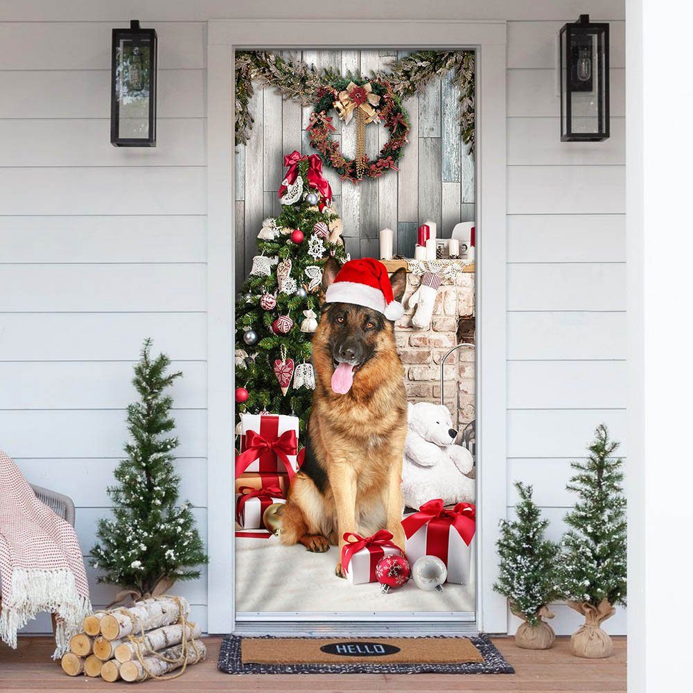 German Shepherd Christmas Door Cover