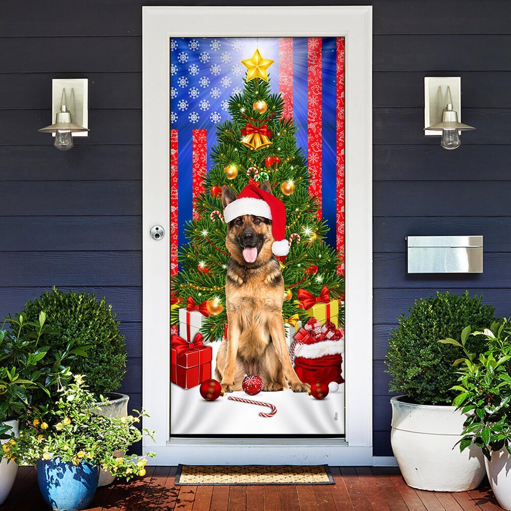 German Shepherd Christmas Door Cover