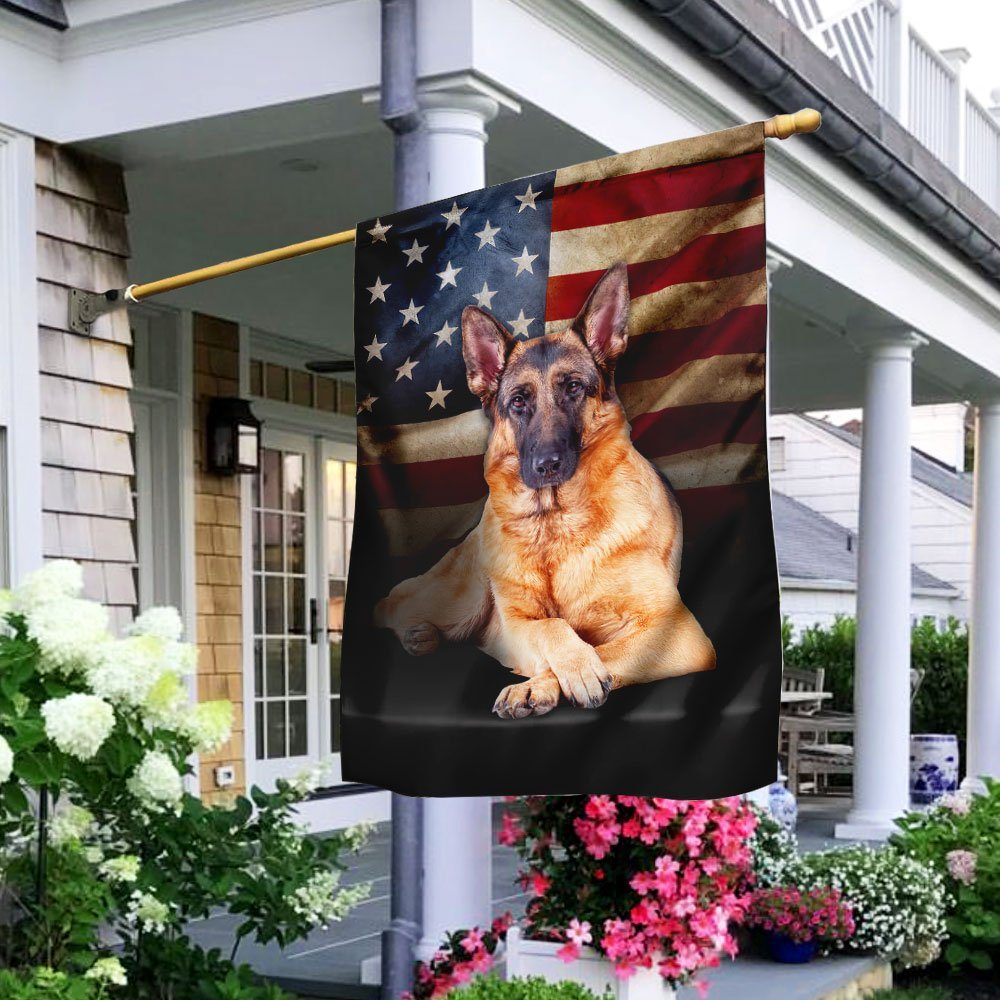 German Shepherd Dog American Flag
