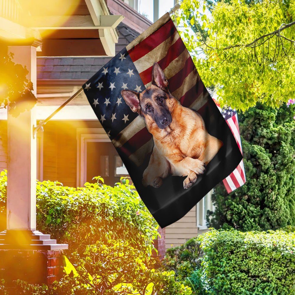 German Shepherd Dog American Flag