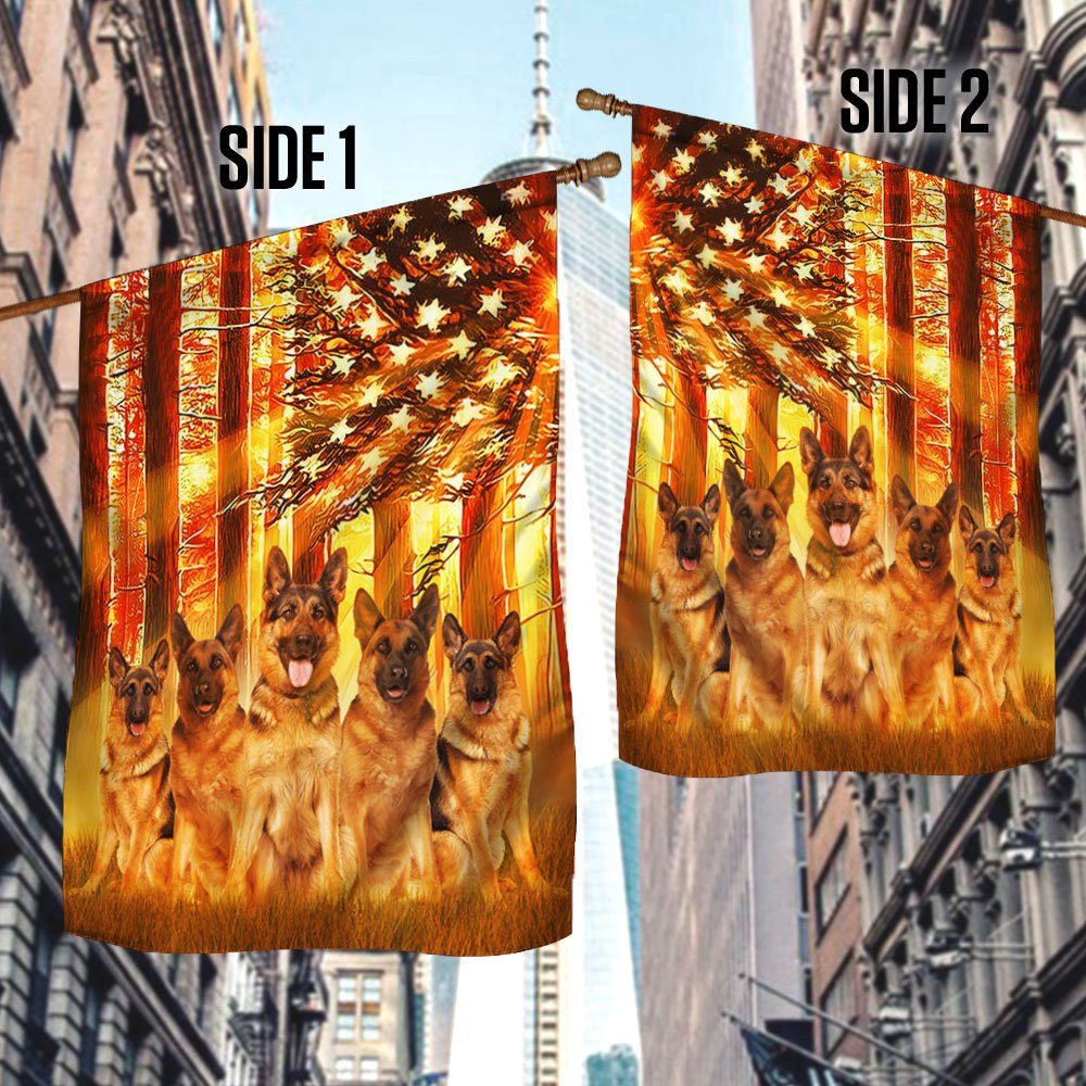 German Shepherd Flag Dogs In American Sunset DDH2893Fv2