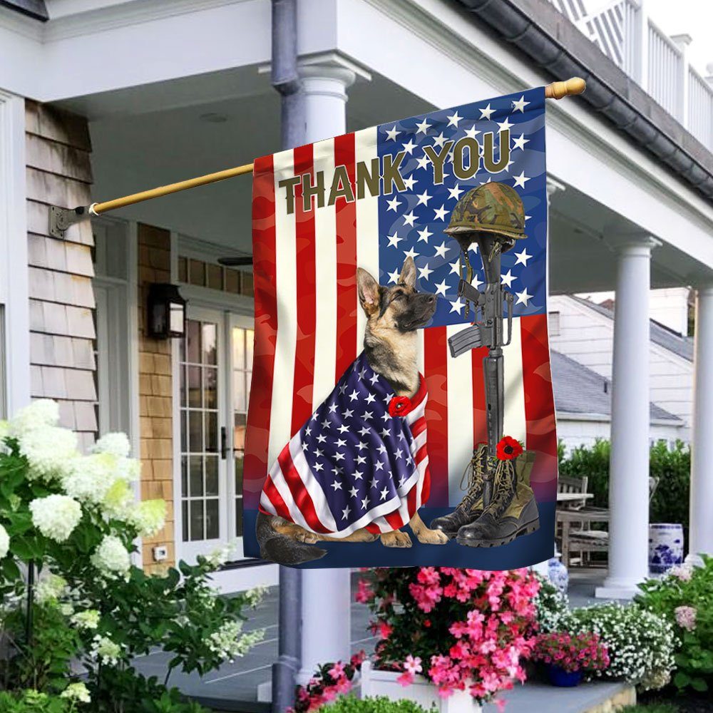 German Shepherd Flag Thank You Veterans BNN405F