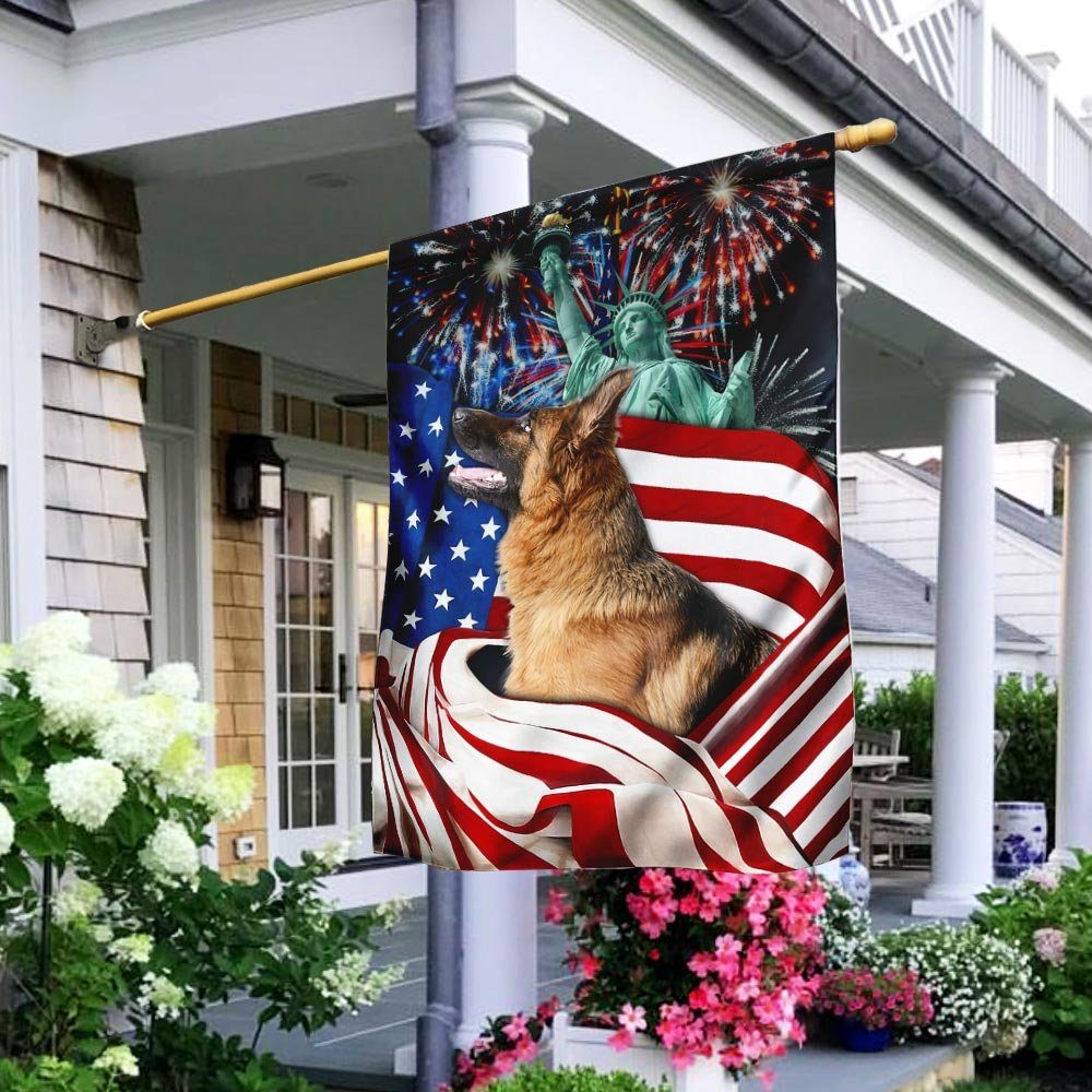 German Shepherd Happy Independence Flag