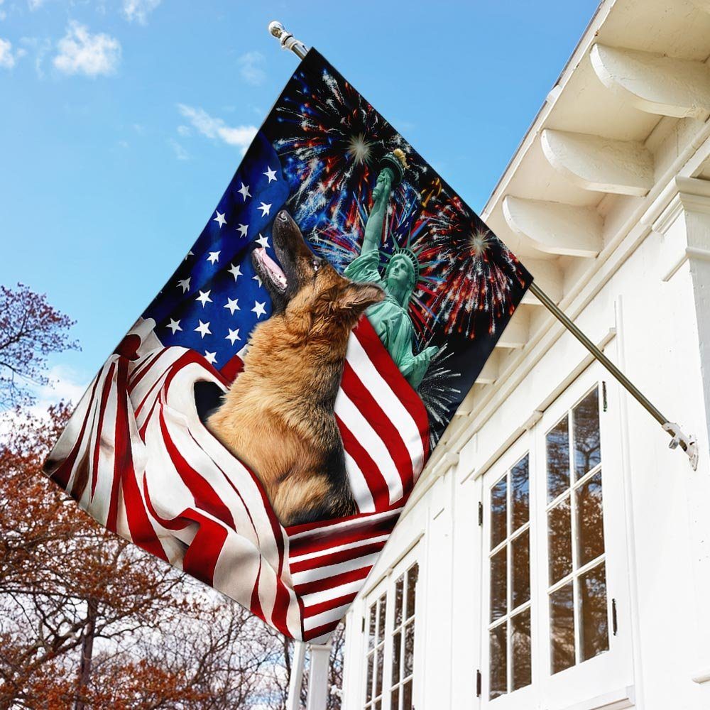 German Shepherd Happy Independence Flag