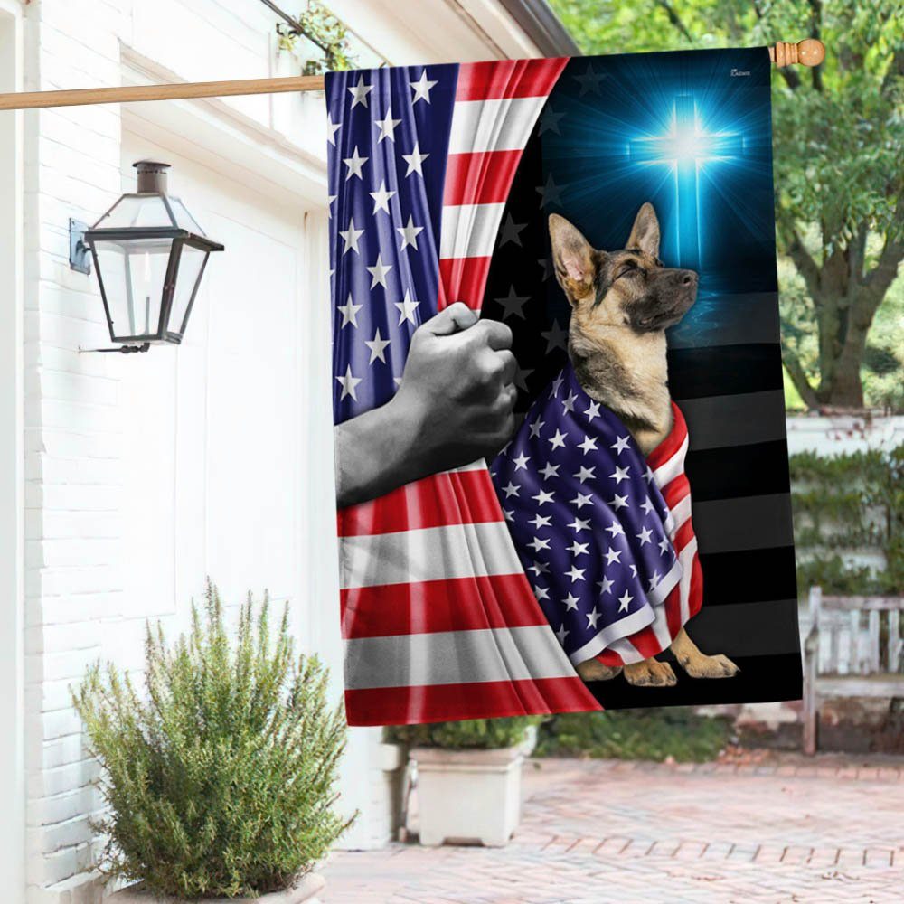 German Shepherd Patriotic American Flag MLN1430F