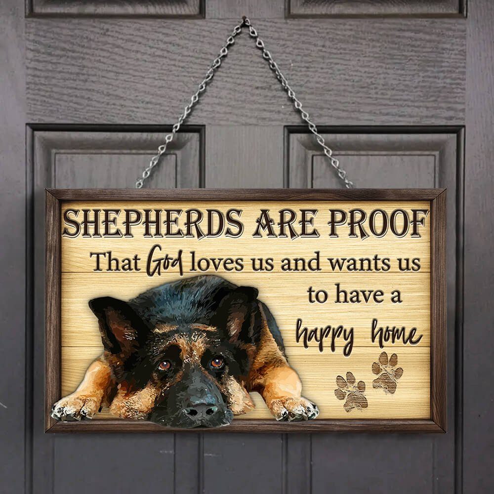German Shepherd Wooden Sign Happy Home Sign PN277T4WD