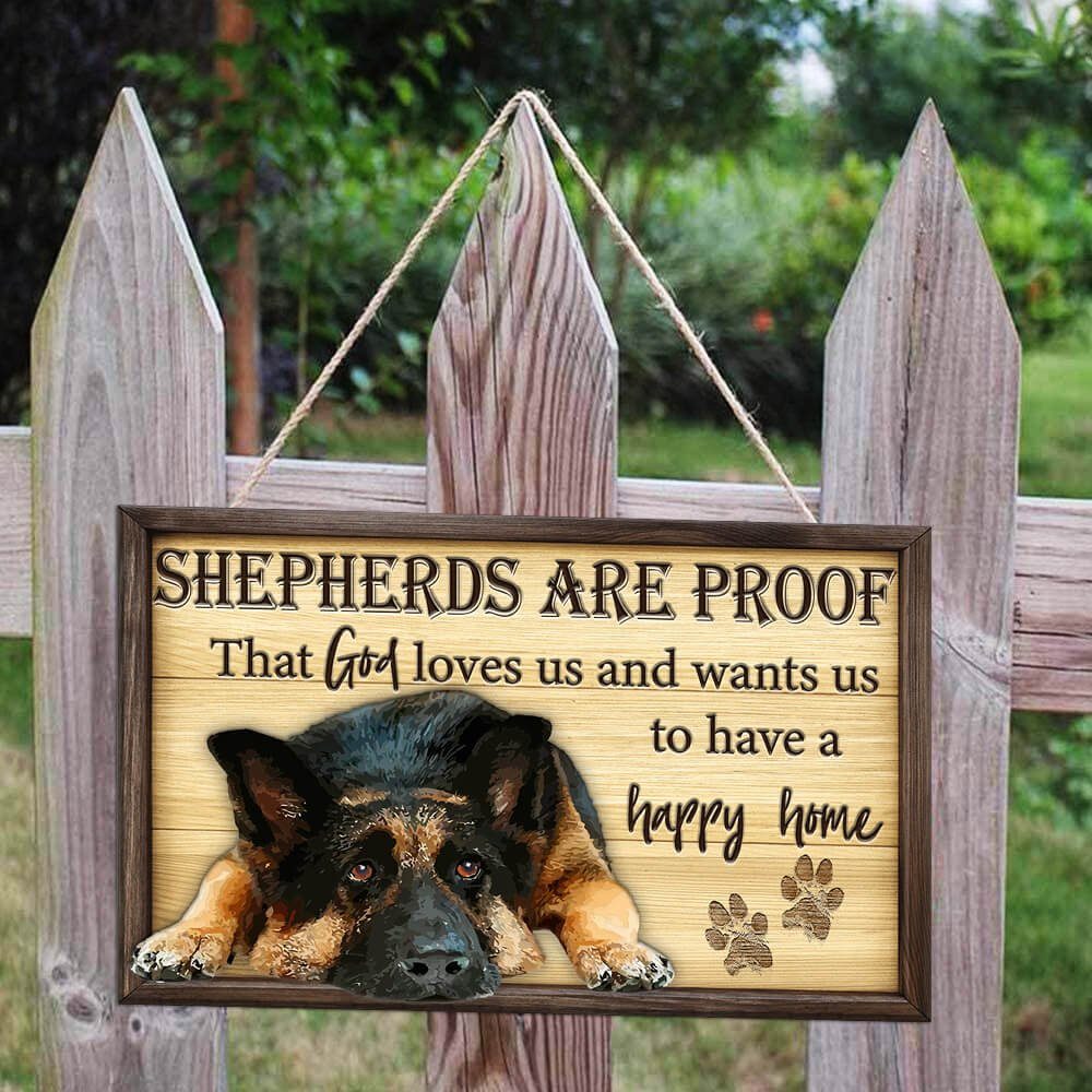 German Shepherd Wooden Sign Happy Home Sign PN277T4WD