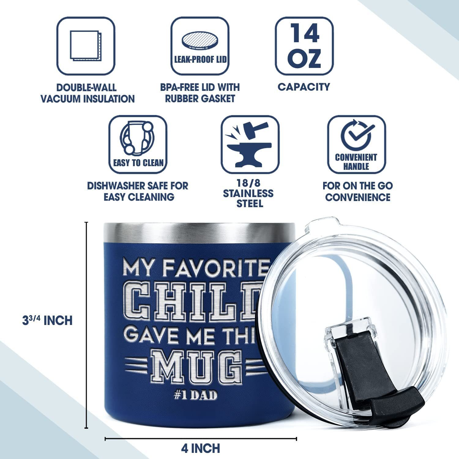 Gifts for Dad from Daughter Son – Laser Engraved 14oz Coffee Mug – My Favorited Child Gave Me This Gifts for Dad from Daughter Son – Laser Engraved 14oz Coffee Mug – My Favorited Child Gave Me This