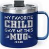 Gifts for Dad from Daughter Son - Laser Engraved 14oz Coffee Mug - My Favorited Child Gave Me This