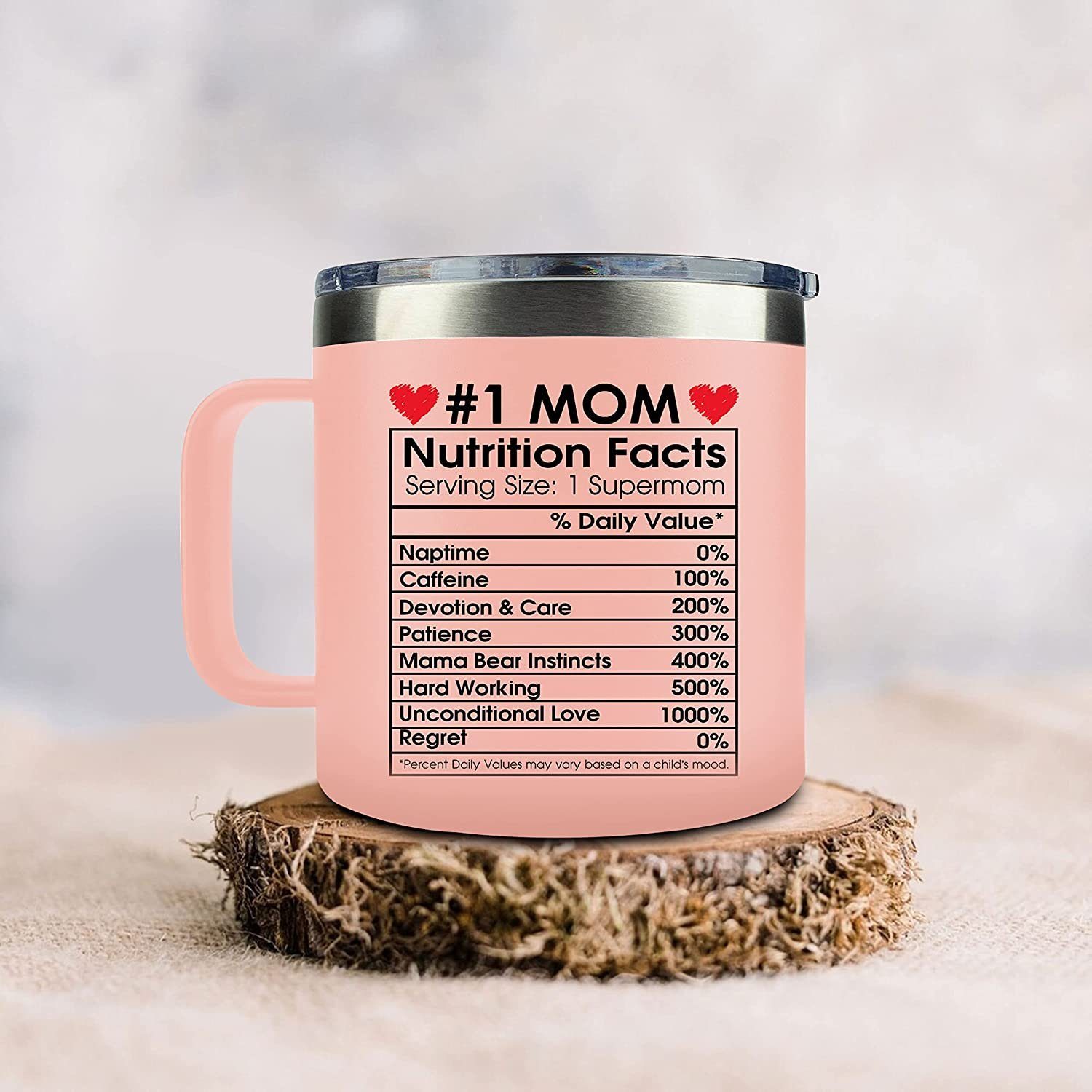 Gifts for Mom from Daughter Son Kids – Mom Gifts on Christmas – Mom Birthday Gifts – Birthday Gifts for Mom – Mom Nutrition Mug Birthday – Novelty Present for Mom – Mother Gifts 14 oz, Light Pink