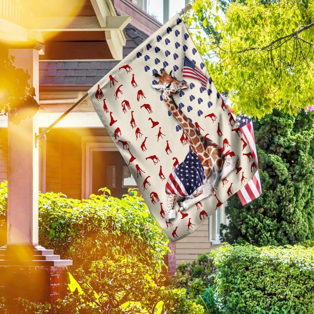 Giraffe Wrapped In American Flag