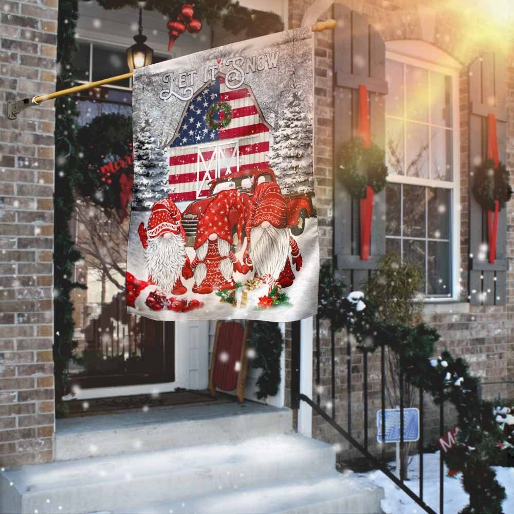 Gnomes. Let It Snow Christmas Flag