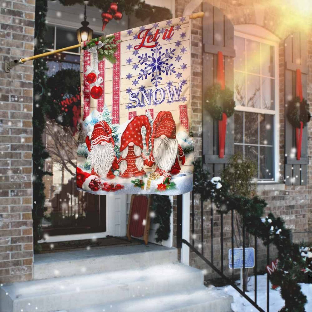 Gnomes. Let It Snow Christmas Flag